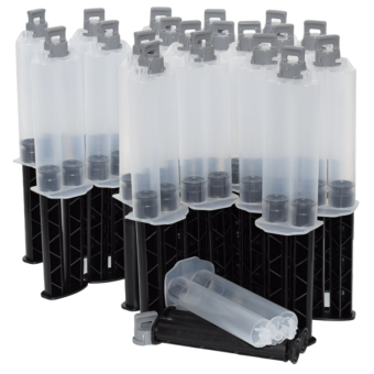 50pcs Empty 1:1 Adhesives Cartridges 24ml Epoxy Resin AB Glue Tube Syringes Dispenser Dual-Barrel Set with 20pcs Hand Plunger