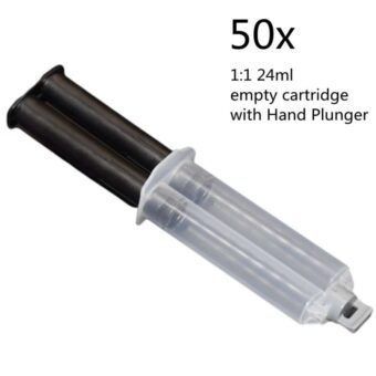 50pcs Two-Component Cartridge Empty Dual-Barrel 24ml 1:1 AB Glues Tube Adhesives Syringe with Hand Plunger and Resealable Cap