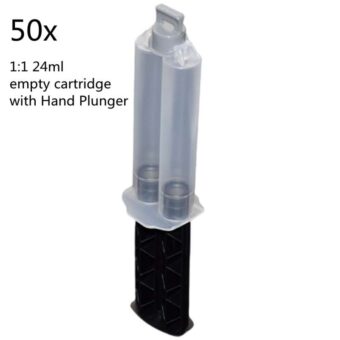 50pcs Two-Component Cartridge Empty Dual-Barrel 24ml 1:1 AB Glues Tube Adhesives Syringe with Hand Plunger and Resealable Cap