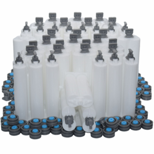 600pcs Empty Glue Tube 50ml Adhesive Cartridge 1:1 Dual-Barrel with Sealing Pistons