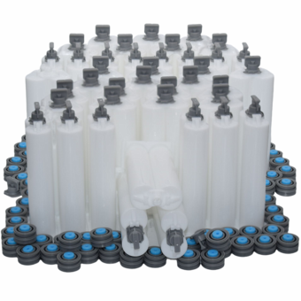 40pcs Empty Glue Tube 50ml Adhesive Cartridge 1:1 Dual-Barrel with Sealing Pistons for 50ml Adhesives Dispenser 1:1 AB Glue Guns