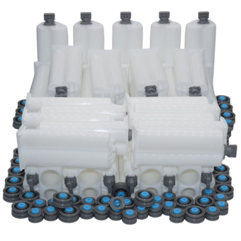 40pcs 50ml 2:1 Cartridges Empty Dual-Barrel Epoxy AB Glue Tube with Sealing Pistons for 2:1 Adhesives Dispenser 50ml AB Glue Gun