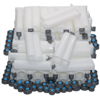 100pcs 50ml 2:1 Cartridges Empty Dual-Barrel Epoxy AB Glue Tube with Sealing Pistons for 2:1 Adhesives Dispenser 50ml AB Glue Gun