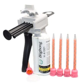 50ml White 10:1 AB Glue Adhesives with 5pc 10:1 Static Mixing Nozzles and 50ml 10:1 AB Glue Gun Dispenser Manual Caulking Gun