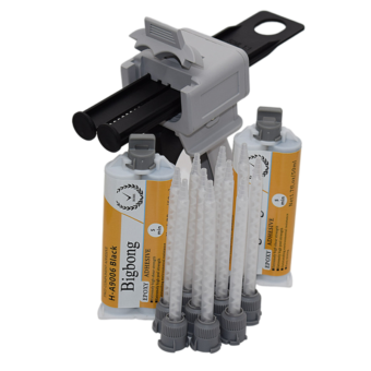 50ml Glue Gun 1:1 Manual Caulking Gun with 10pcs 1:1 Static Mixing Nozzles and 2pcs Black AB Glues 50ml 1:1 Epoxy Glue Adhesives