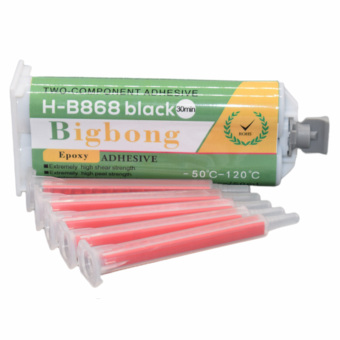 50ml 1:1 Epoxy AB Glues High Temperature Adhesives Glue Black Resin Strong Adhesive with 5pc Static Mixing Nozzle Mixer Tube Set