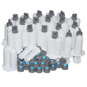 500pcs 25ml Adhesive Cartridge 1:1 Syringes Dispenser Empty Dual-Barrel 2-Part AB Glue Tube with Hand Plunger and Sealing Pistons