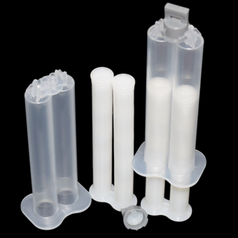 50pcs 1:1 AB Glues Tube Epoxy Resin Syringes 14ml Empty Dual-Barrel Adhesives Cartridges Set with Resealable Cap Hand Plunger