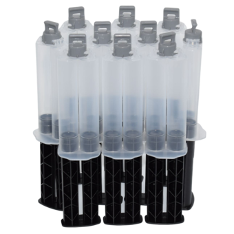 100pcs Empty 1:1 Adhesives Cartridges 24ml Epoxy Resin AB Glue Tube Syringes Dispenser Dual-Barrel Set with 100pcs Hand Plunger