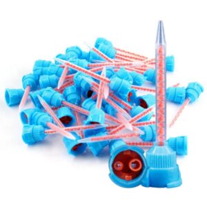 2500pcs Diameter 10mm Blue Cap 10:1/4:1 Blue Dental Silicone Mixing Tips Dynamic Mixer for Length Approx.40mm