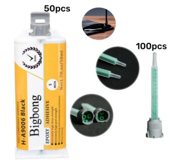 50pcs Epoxy Black Adhesives Glue 50ml Two-Component Adhesive with 100pcs Static Mixing Nozzle